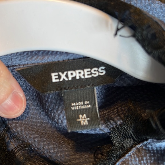 Dark blue-gray long sleeve blouse by Express - Picture 6 of 7